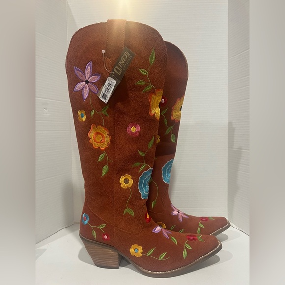 dingo Shoes - Dingo Flower Power Suede Embroidered Western Boots Womens Size 9.5 NEW!